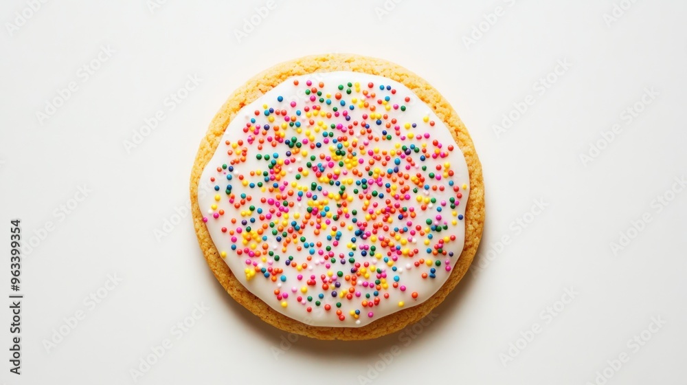 White Frosted Cookie with Colorful Sprinkles White Frosted Cookie with Colorful Sprinkles