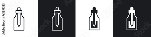 Oil dropper bottle icon in filled and stroke