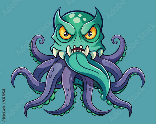 monster octopus vector illustration