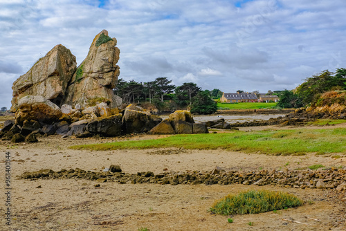 Isolated farm located on Brehat Island, Brittany, France