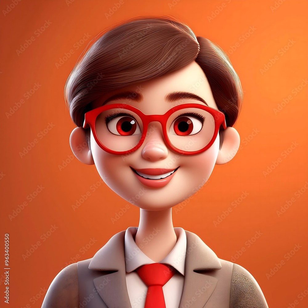 3D Style Cartoon Female Accountant, Clean and Simple Design on Beige Background 3D Style Cartoon Female Accountant, Clean and Simple Design on Beige Background