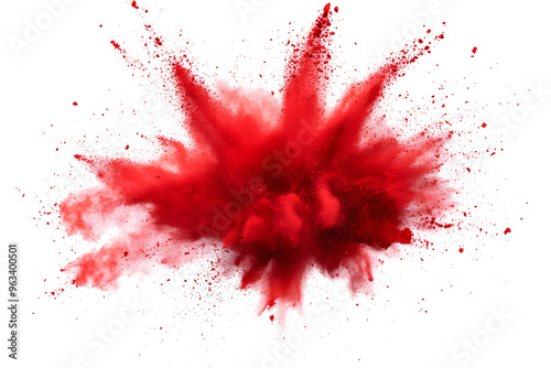 Obraz na płótnie explosion of dry red paints on a transparent background. cloud and paint particles. Holi paint w salonie
