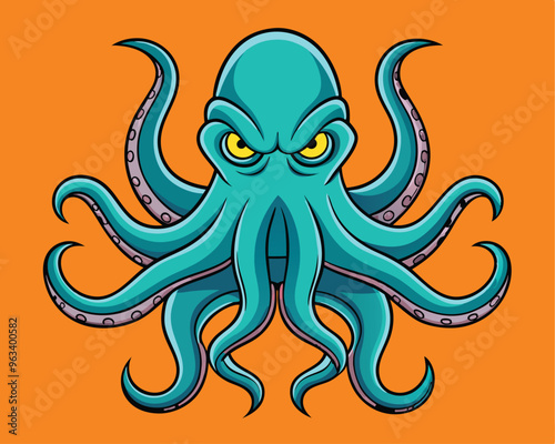 monster octopus vector illustration