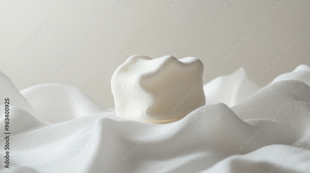 White Marshmallow on a Textured White Fabric White Marshmallow on a Textured White Fabric