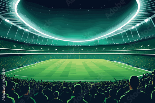 Crowded Football Stadium Illuminated at Night