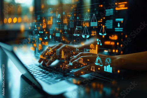 Les hommes d'affaires utilisent la technologie d'intelligence artificielle IA pour améliorer l'analyse des données sur l'efficacité du travail et des outils efficaces. Libérer le potentiel de travail 