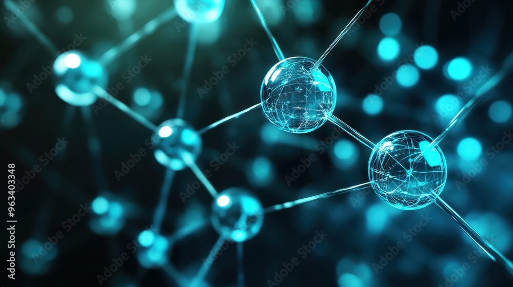 Futuristic Molecular Chain with Glowing Spheres and Digital Patterns
Futuristic Molecular Chain with Glowing Spheres and Digital Patterns