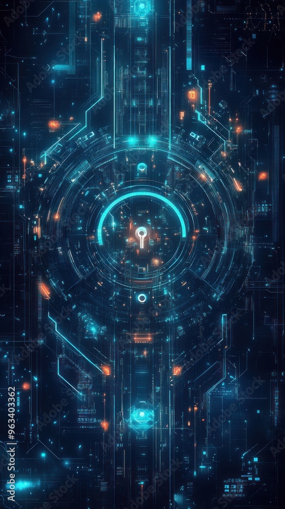 Abstract Digital Interface with Glowing Lines and Circles Abstract Digital Interface with Glowing Lines and Circles