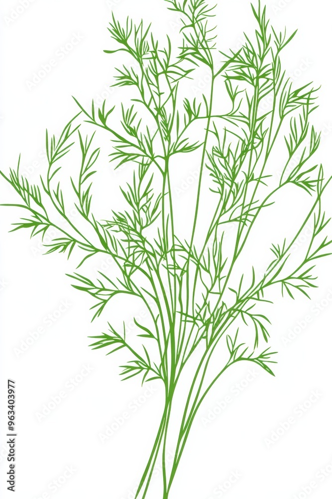 Fototapeta premium Illustration of Fresh Green Herbs Sprig