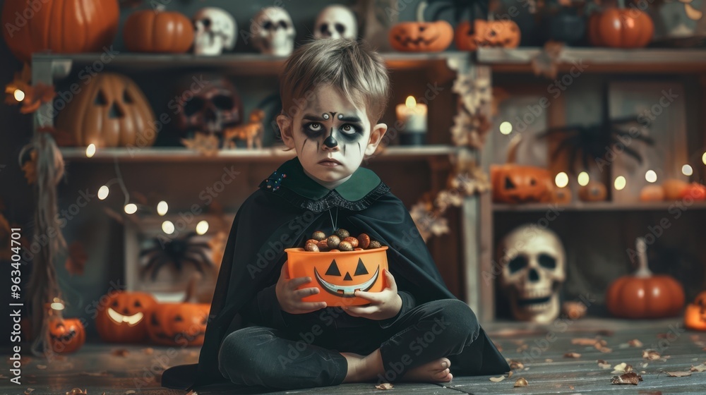 Fototapeta premium The Halloween Child with Treats