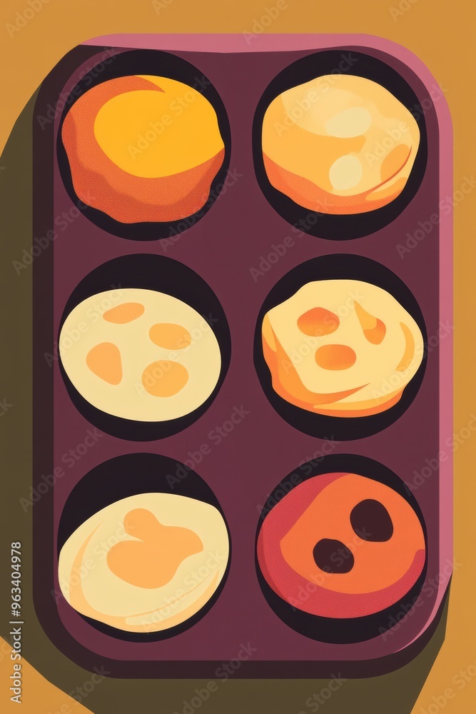 Colorful Muffins in a Baking Tray Colorful Muffins in a Baking Tray