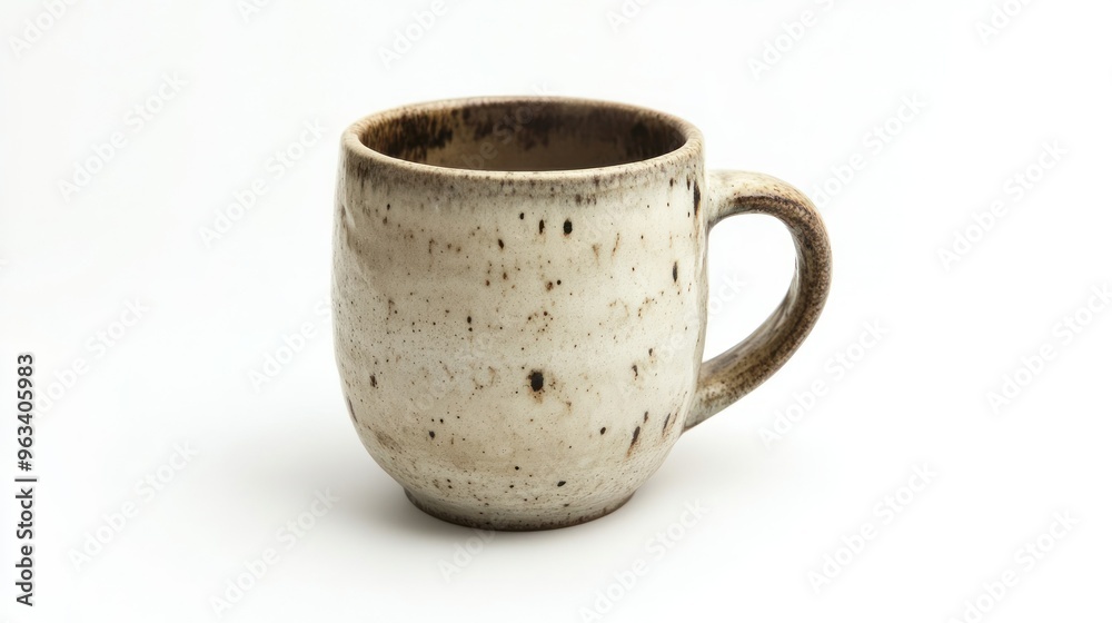 A Brown and White Ceramic Mug with a Handled A Brown and White Ceramic Mug with a Handled