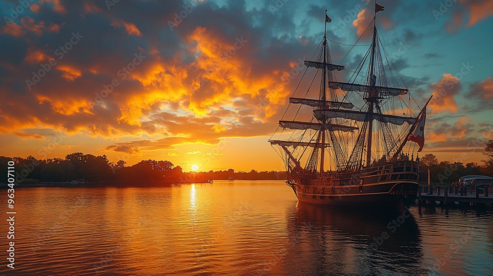 Fototapeta premium Retro Sailboat with copy space