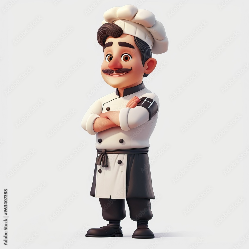 3d render of a chef holding a tray 3d render of a chef holding a tray