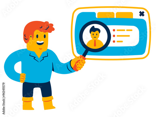 HR man is looking for candidates in the browser