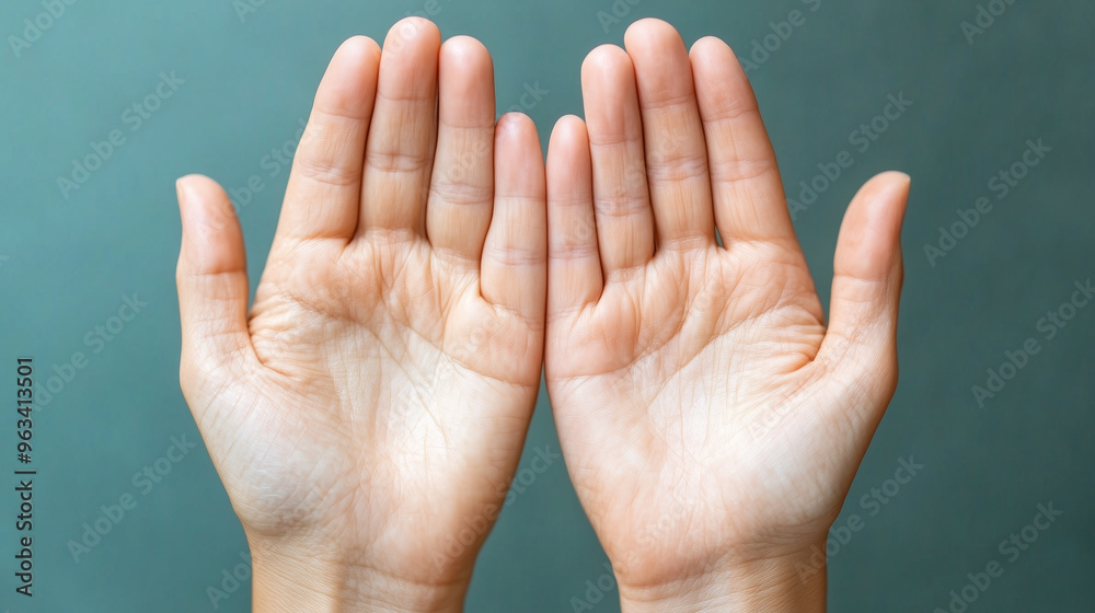 Open hands showing palms against a neutral background Open hands showing palms against a neutral background