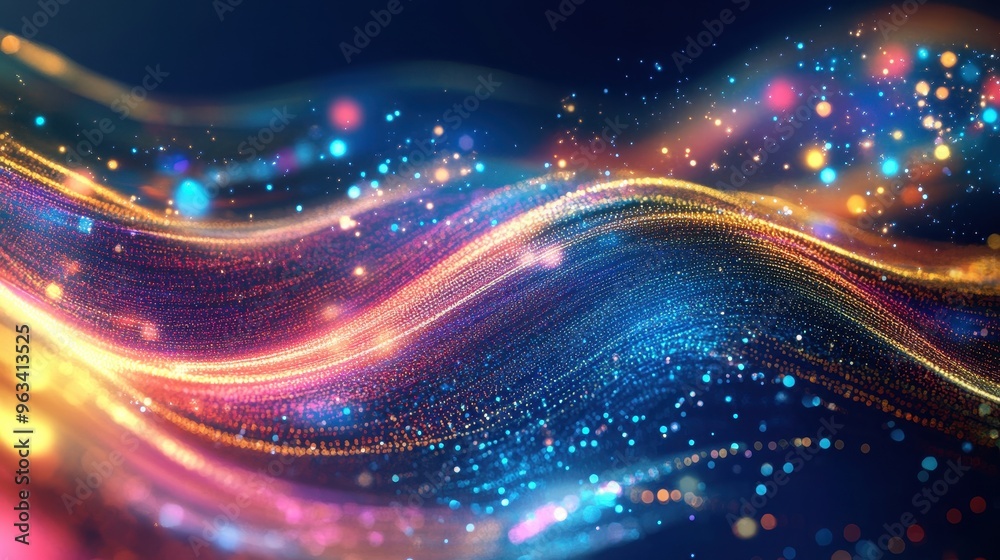 Obraz premium Digital Data Flow: Abstract Background of Vibrant Colorful Waves Representing Internet Speed and Connectivity