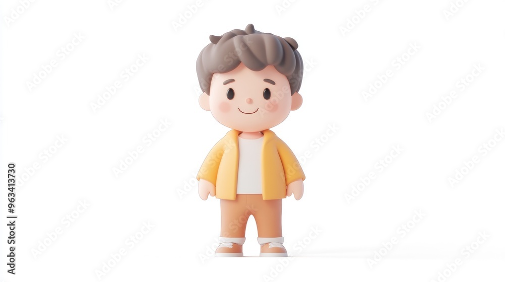 A cheerful 3D cartoon character with curly hair, wearing a casual outfit. A cheerful 3D cartoon character with curly hair, wearing a casual outfit.