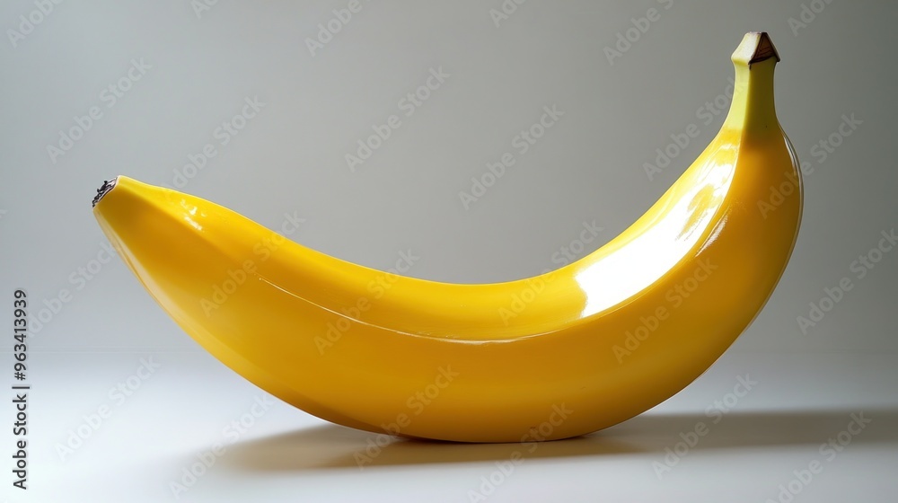 A Single Ripe Yellow Banana on a White Surface A Single Ripe Yellow Banana on a White Surface