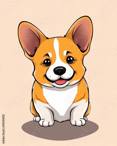 a cartoon dog with a big smile sitting down.