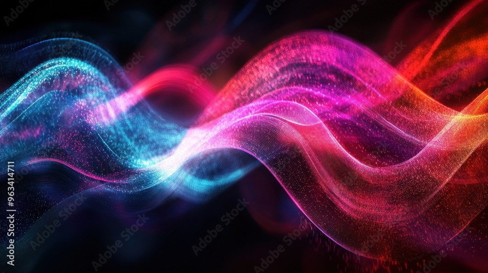 Fototapeta premium Technological Convergence - Abstract Network of Data Connections in Glowing Curves