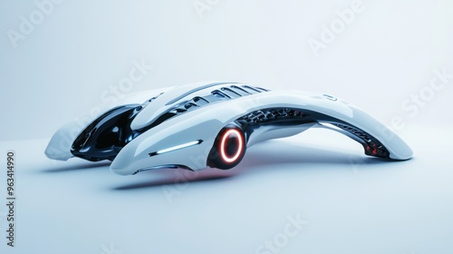 Futuristic White Concept Car with Red Lights photo