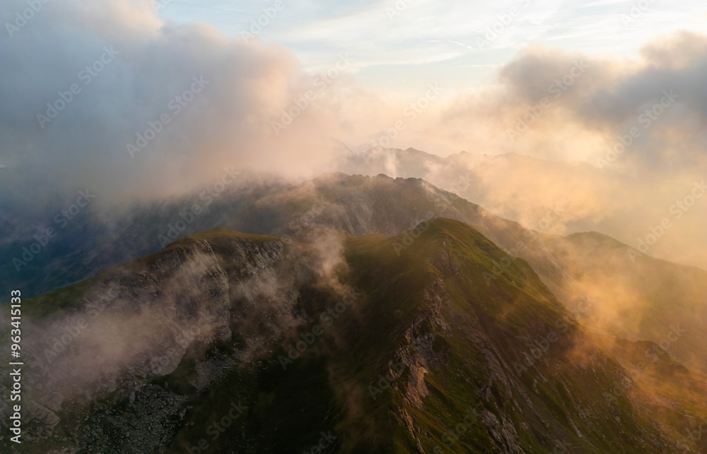 Fagaras Mountain, Romania, in summer, aerial view Fagaras Mountain, Romania, in summer, aerial view