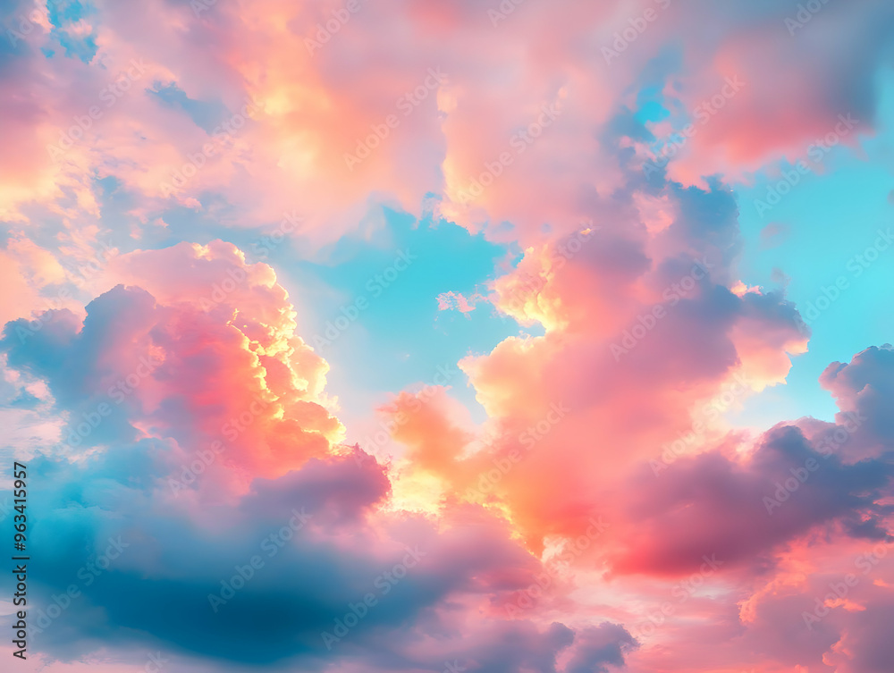 Vivid Cotton Candy Cloudscape Photo - Pink, Blue, and Orange Sunset Sky Vivid Cotton Candy Cloudscape Photo - Pink, Blue, and Orange Sunset Sky