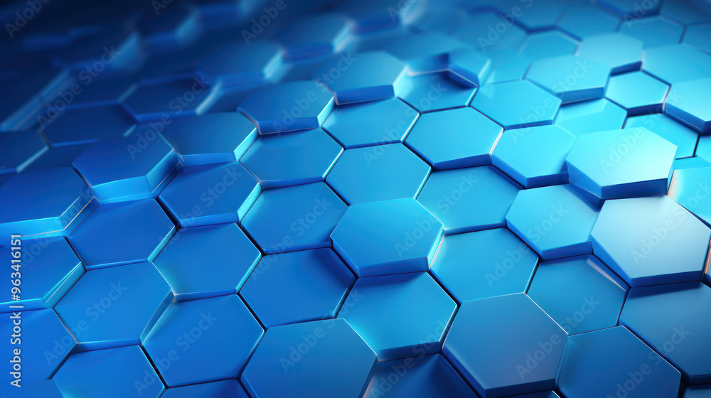Blue hexagon background. Close-up Hexagonal shapes. Honeycomb pattern. Technology, digital and futuristic design. Polygonal, geometric wallpaper. Blue hexagon background. Close-up Hexagonal shapes. Honeycomb pattern. Technology, digital and futuristic design. Polygonal, geometric wallpaper.