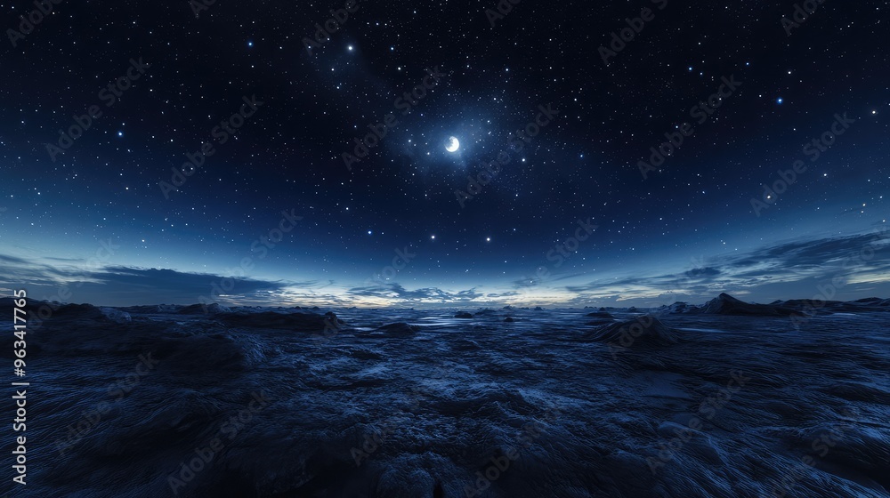 starry night, stars in the upper left, blue tones and gentle light providing a tranquil, calming effect starry night, stars in the upper left, blue tones and gentle light providing a tranquil, calming effect