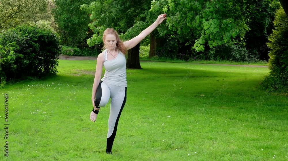 Graceful Outdoor Flexibility Practice in a Lush Park Setting During the Sunny Afternoon Graceful Outdoor Flexibility Practice in a Lush Park Setting During the Sunny Afternoon