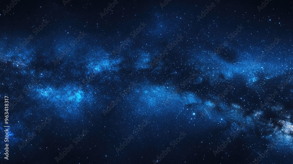 Fototapeta premium HDR panorama of a starry night sky, with a detailed blue background, stars in the upper left, and soft lighting creating an elegant atmosphere