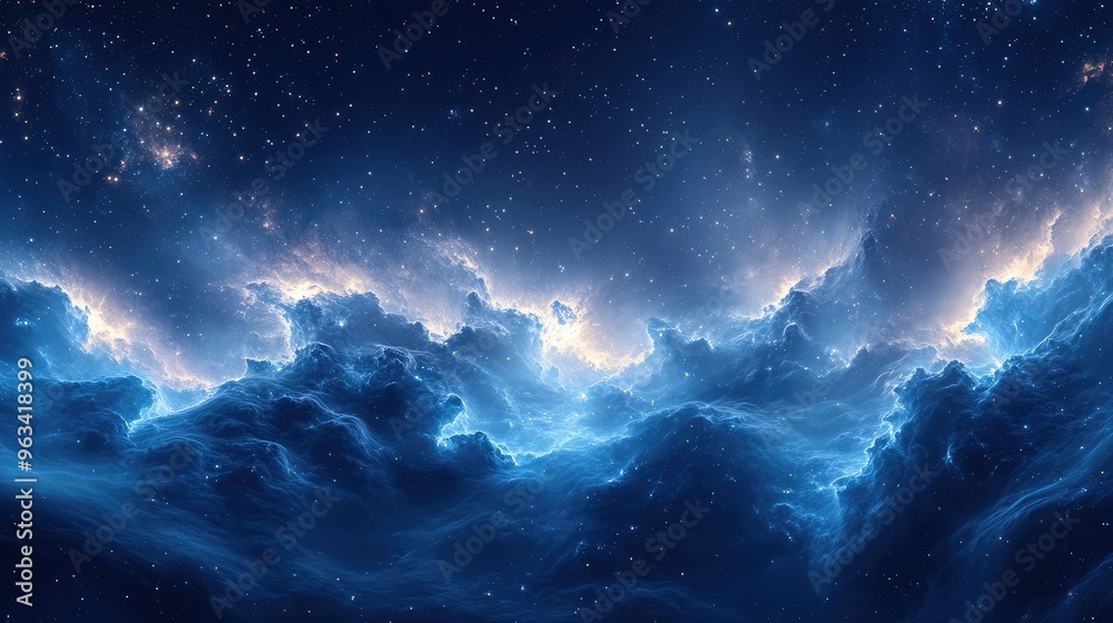 HDR panorama of a starry night sky with soft blue tones, stars in the upper left, and gentle lighting creating an elegant and detailed scene HDR panorama of a starry night sky with soft blue tones, stars in the upper left, and gentle lighting creating an elegant and detailed scene