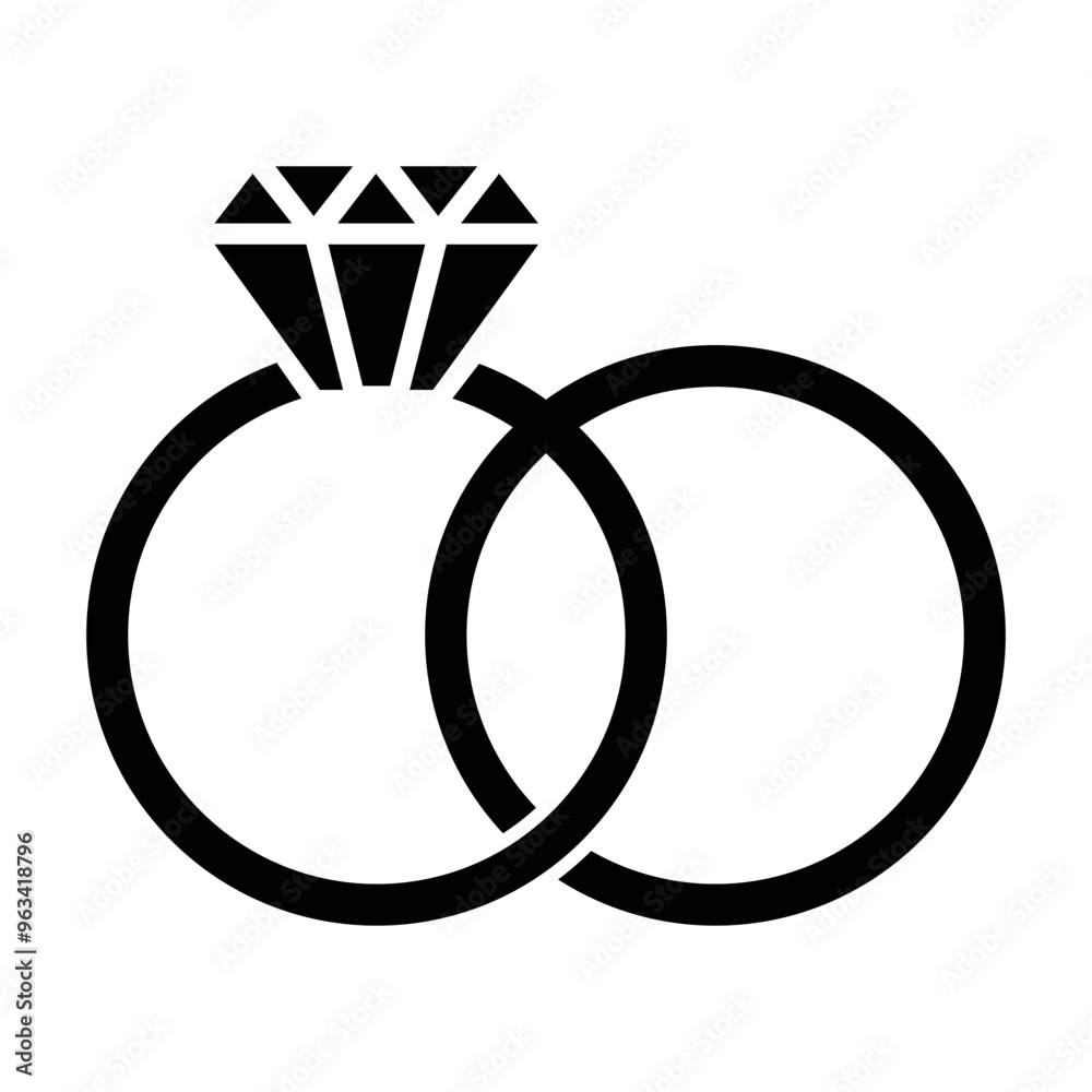 Wedding rings icon. Happy couple symbol. Flat design. Vector Illustration. Wedding rings icon. Happy couple symbol. Flat design. Vector Illustration.