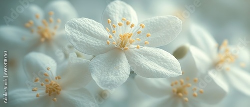 Close-Up of a Delicate White Flower with Yellow Stamens