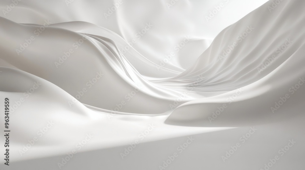 Naklejka premium Abstract White Fabric Draped in Soft Waves