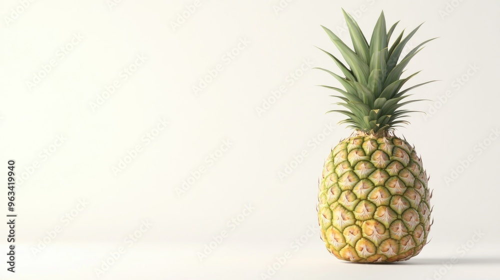 A Single Ripe Pineapple on a White Background A Single Ripe Pineapple on a White Background