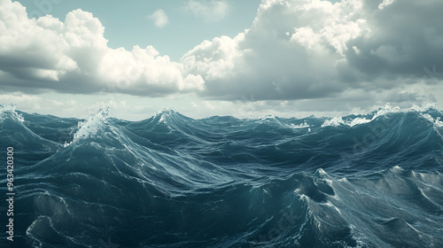 Dramatic Ocean Waves with Stormy Clouds - Nature Background