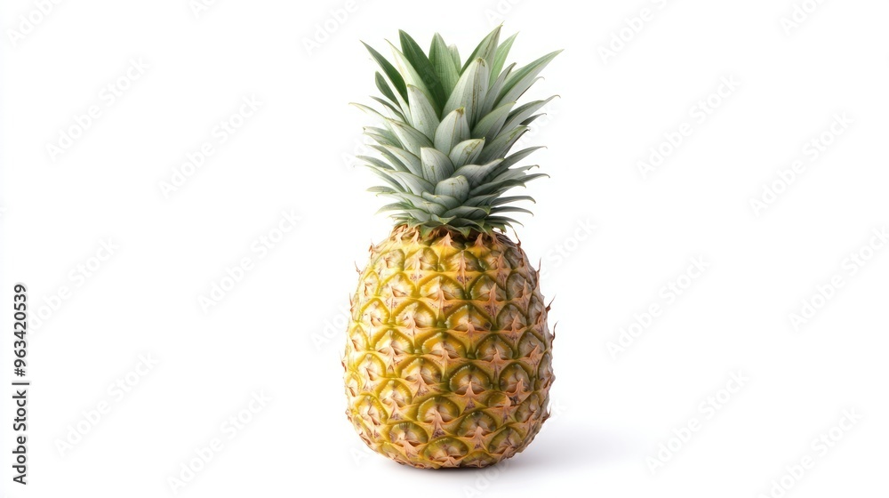 A Single Ripe Pineapple Isolated on White A Single Ripe Pineapple Isolated on White