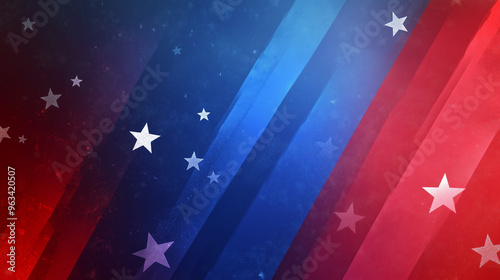 Abstract Red and Blue Concept: Patriotic Split with Stars, Stripes, and American Flag Theme