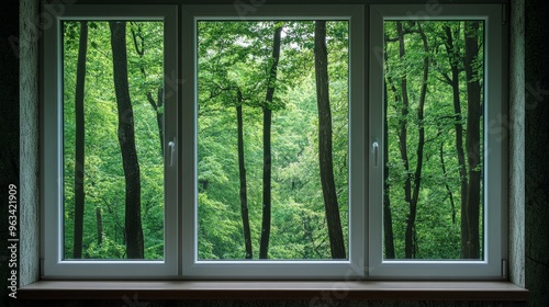 Outside the window is a forest, a concept of nature