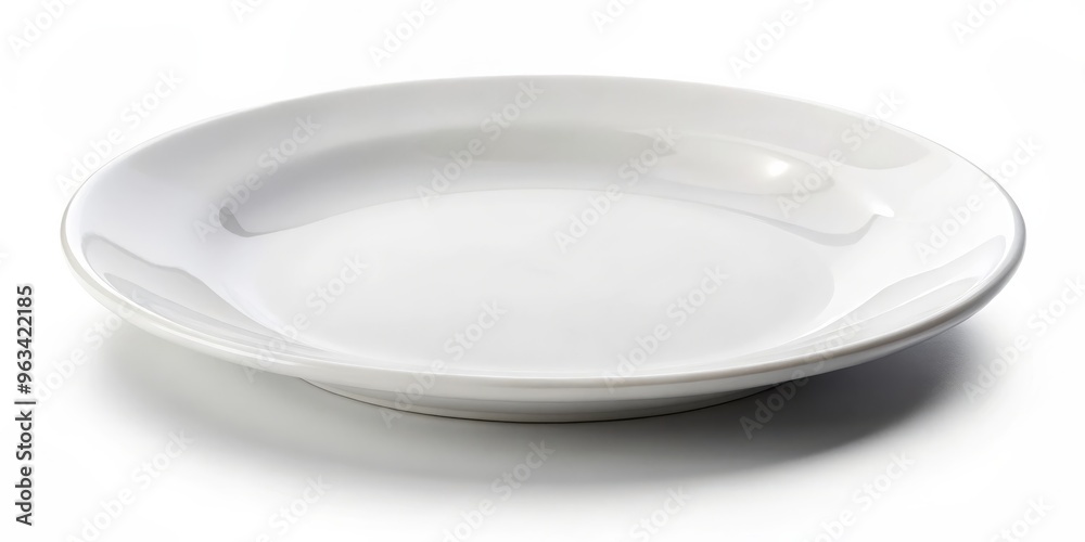 Empty White Porcelain Plate on White Background, Plate, Porcelain, White Background Empty White Porcelain Plate on White Background, Plate, Porcelain, White Background