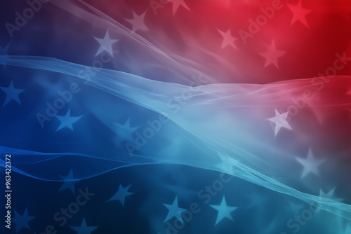 Patriotic Red and Blue Abstract Concept: Stars and Stripes Split Design for U.S. Elections and National Pride