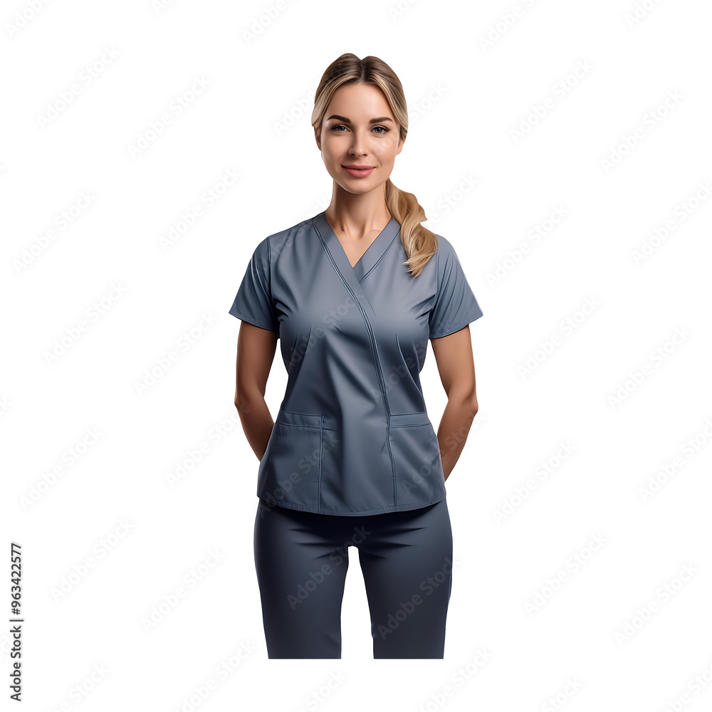 physical therapist in athletic wear, standing and facing forward physical therapist in athletic wear, standing and facing forward