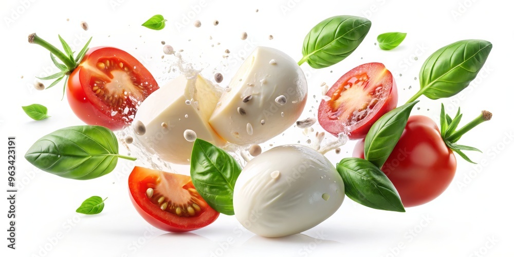 Fresh Mozzarella, Tomatoes, and Basil in a Splash of Flavor, mozzarella , tomatoes , basil Fresh Mozzarella, Tomatoes, and Basil in a Splash of Flavor, mozzarella , tomatoes , basil