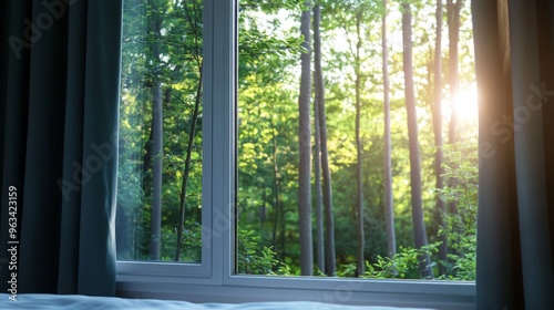 Outside the window is a forest, a concept of nature