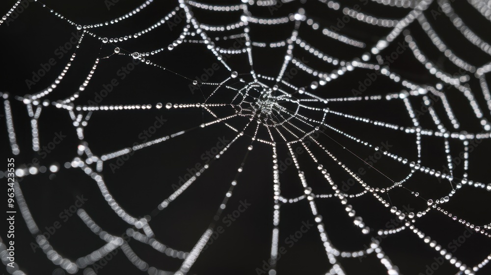Obraz premium The Intricate Water Droplets Web