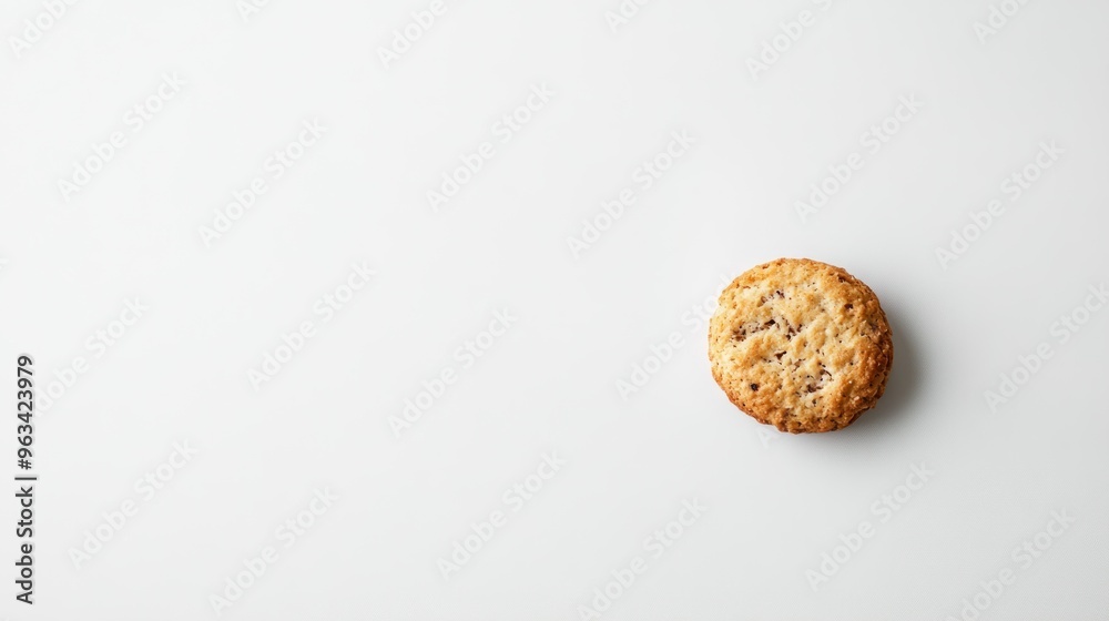 Single Round Cookie on White Surface Single Round Cookie on White Surface