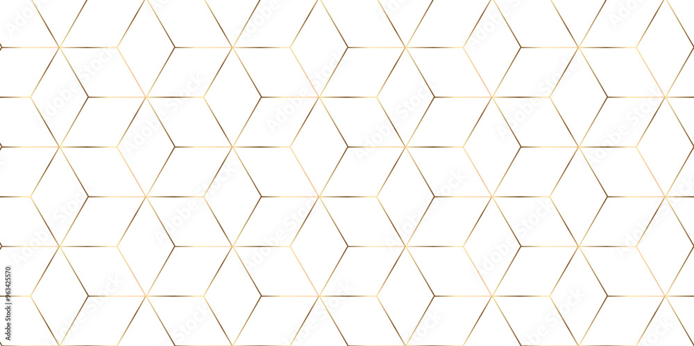 Vector seamless geometric pattern with triangles hexagon honeycomb emboss gold line cube texture design. Vector seamless geometric pattern with triangles hexagon honeycomb emboss gold line cube texture design.