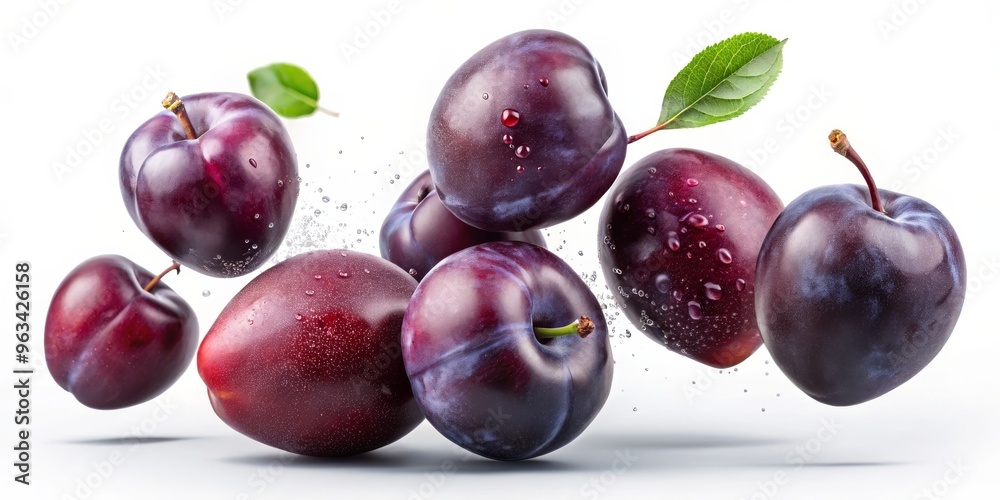 Plums in Motion A Vibrant Splash of Freshness, Fruit, Splash, Photography Plums in Motion A Vibrant Splash of Freshness, Fruit, Splash, Photography